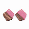 Transparent Resin & Walnut Wood Pendants RESI-S384-003A-B03-2