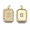 Brass Micro Pave Clear Cubic Zirconia Pendants KK-S356-234B-G-NF-2