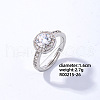 Mother's Day Rings Flat Round Platinum Brass Adjustable Ring with Cubic Zirconia EG7863-20-1