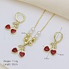 Brass Micro Pave Cubic Zirconia Pendant Necklaces & Hoop Earrings Sets FS-WGB514D-02-1