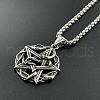 Stainless Steel Punk Skull Pentagram Pendant Necklaces for Men's Jewelry WZ8704-1