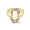 Brass Micro Pave Cubic Zirconia Open Cuff Rings RJEW-R146-17B-G-3