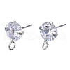 Brass Micro Clear Cubic Zirconia Stud Earring Findings X-KK-R132-065P-NF-2