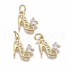 Brass Micro Pave Cubic Zirconia Stilettos Charms ZIRC-F111-13-2