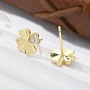 Brass Clover Stud Earrings EJEW-R016-20G-5