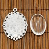 DIY Tibetan Style Pendant Cabochon Settings and Oval Transparent Clear Glass Cabochons TIBEP-MSMC021-38AS-NR-5