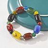 Natural Agate Bead Stretch Bracelets G-P570-01E-3
