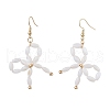 Dyed Natural Shell Beaded Bowknot Dangle Earrings EJEW-TA00501-1