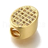 Oval Rack Plating Brass Micro Pave Clear Cubic Zirconia Beads KK-U019-13G-2
