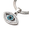 304 Stainless Steel Rhinestone Snake Chain Evil Eye Pendant Necklaces NJEW-K273-02P-2