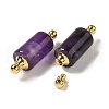 Natural Amethyst Connector Charms G-Z039-01G-02-2