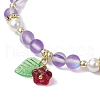 5Pcs 5 Colors Round Synthetic Moonstone Beads Stretch Bracelets BJEW-JB11567-4