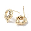 Brass Micro Pave Cubic Zirconia Stud Earring Findings KK-E107-18G-2