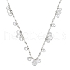 304 Stainless Steel Cubic Zirconia Teardrop & Flat Round Bib Ball Chain Necklaces for Women NJEW-F328-11P-01-1