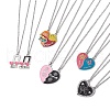Couple Heart BFF Matching Alloy Enamel Pendant Necklaces NJEW-JN05036-1