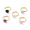 Natural Mixed Gemstone Adjustable Rings RJEW-JR00402-1