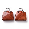 Natural Red Jasper Brass Pendants KK-E274-01P-019-2