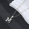 201 Stainless Steel Crystal Rhinestone Initial Pendant Necklaces FS-WG28760-07-1
