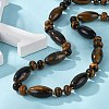 Natural Tiger Eye Beaded Necklaces NJEW-S388-13-3