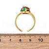 Brass Enamel Open Cuff Rings for Women RJEW-U057-19A-G-5