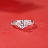 Rhodium Plated 925 Sterling Silver Micro Pave Cubic Zirconia Adjustable Rings AJEW-U007-15P-4