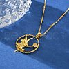 Brass Clear Cubic Zirconia Pendant Necklaces for Women NJEW-B121-01G-01-2