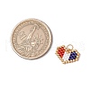 Handmade Glass Seed Beaded Heart Charms PALLOY-MZ00620-01-2