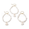 Clam Shell Charm Bracelets for Women BJEW-JB11766-2
