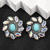 Alloy Synthetic Turquoise Stud Earrings EJEW-U053-02AS-1