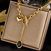 Alloy Pave Black Glass Oval Heart Pendant Necklaces with OT Toggle Clasps FS-WGED1AD-01-3