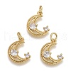 Brass Micro Pave Clear Cubic Zirconia Charms KK-F821-38G-1