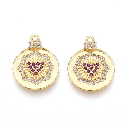 Brass Micro Pave Cubic Zirconia Pendants KK-N265-32G-1