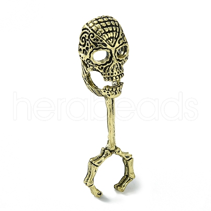 Skull Alloy Cigarette Holder Ring RJEW-K275-29AB-1