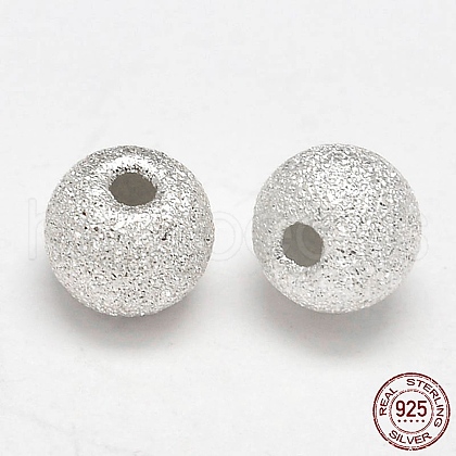 Round 925 Sterling Silver Textured Beads X-STER-F012-23A-1
