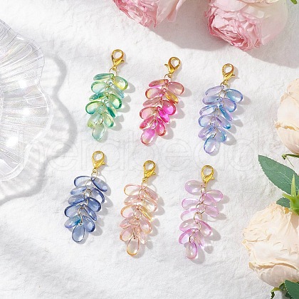 Teardrop Glass Pendant Decorations HJEW-JM03256-1