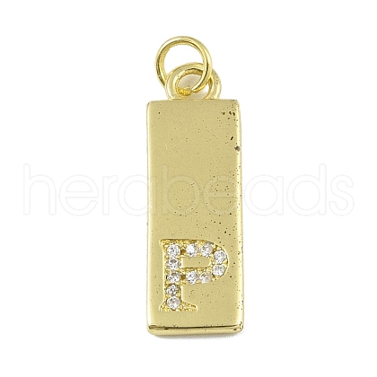 Brass Micro Pave Clear Cubic Zirconia Pendants KK-P266-06G-P-1