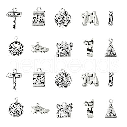 50Pcs 10 Styles Tibetan Style Zinc Alloy Bag Pendants TIBEP-CJ0003-30-1