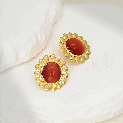 Fashionable Brass Flower Stud Earrings RY6584-2-1