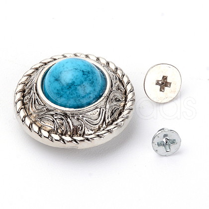 Alloy & Imitation Turquoise Craft Solid Screw Rivet PALLOY-WH0084-25AS-1