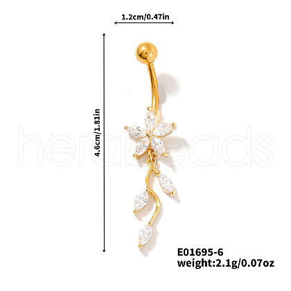 Shiny Brass Crystal Rhinestone Belly Button Rings CZ7821-6-1