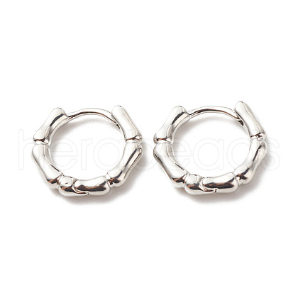 Brass Bamboo Shape Hoop Earrings for Women EJEW-G306-04P-1