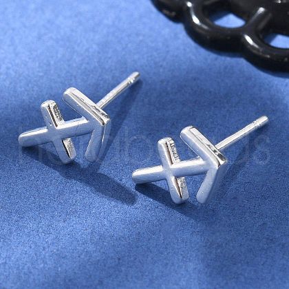 S925 Sterling Silver Stud Earrings EJEW-K303-01S-09-1