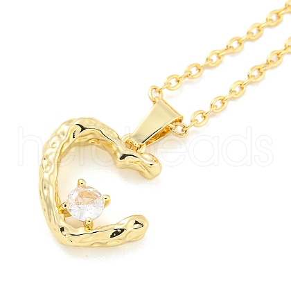 Brass Micro Pave Clear Cubic Zirconia Pendants Necklaces NJEW-B100-03G-1