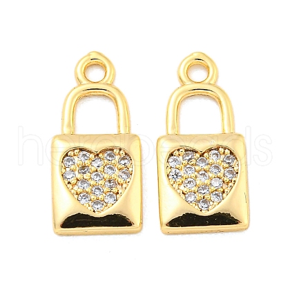 Brass Micro Pave Clear Cubic Zirconia Pendants KK-G492-03B-G-1