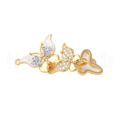 Brass Micro Pave Clear Cubic Zirconia Fold Over Clasps KK-S382-06G-1