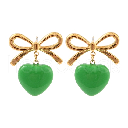 Heart Resin Stud Earrings EJEW-Z064-04G-1