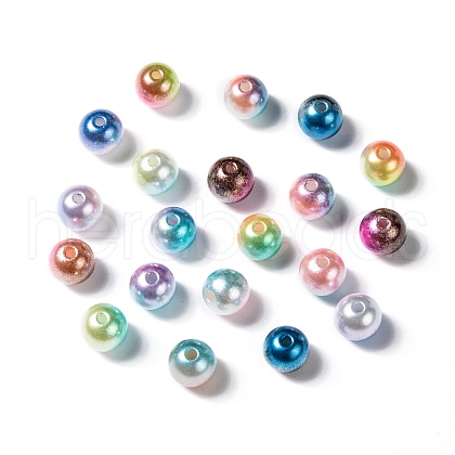 Rainbow ABS Plastic Imitation Pearl Beads X-OACR-Q174-8mm-M-1