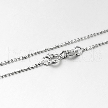 Anti-Tarnish Trendy Rhodium Plated 925 Sterling Silver Ball Chain Necklaces X-STER-M050-1.0B-09-1