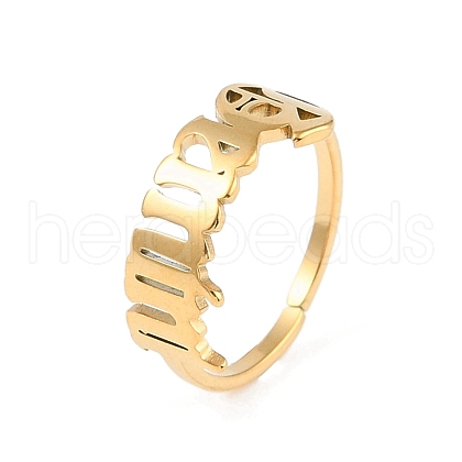 Ion Plating(IP) 304 Stainless Steel Constellation Open Cuff Ring for Women RJEW-C097-01G-10-1