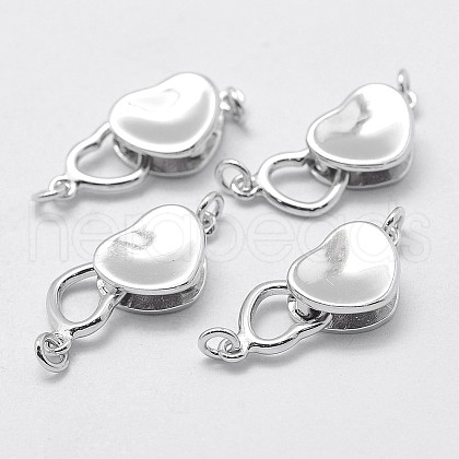 Anti-Tarnish Rhodium Plated 925 Sterling Silver Box Clasps STER-F037-073P-1